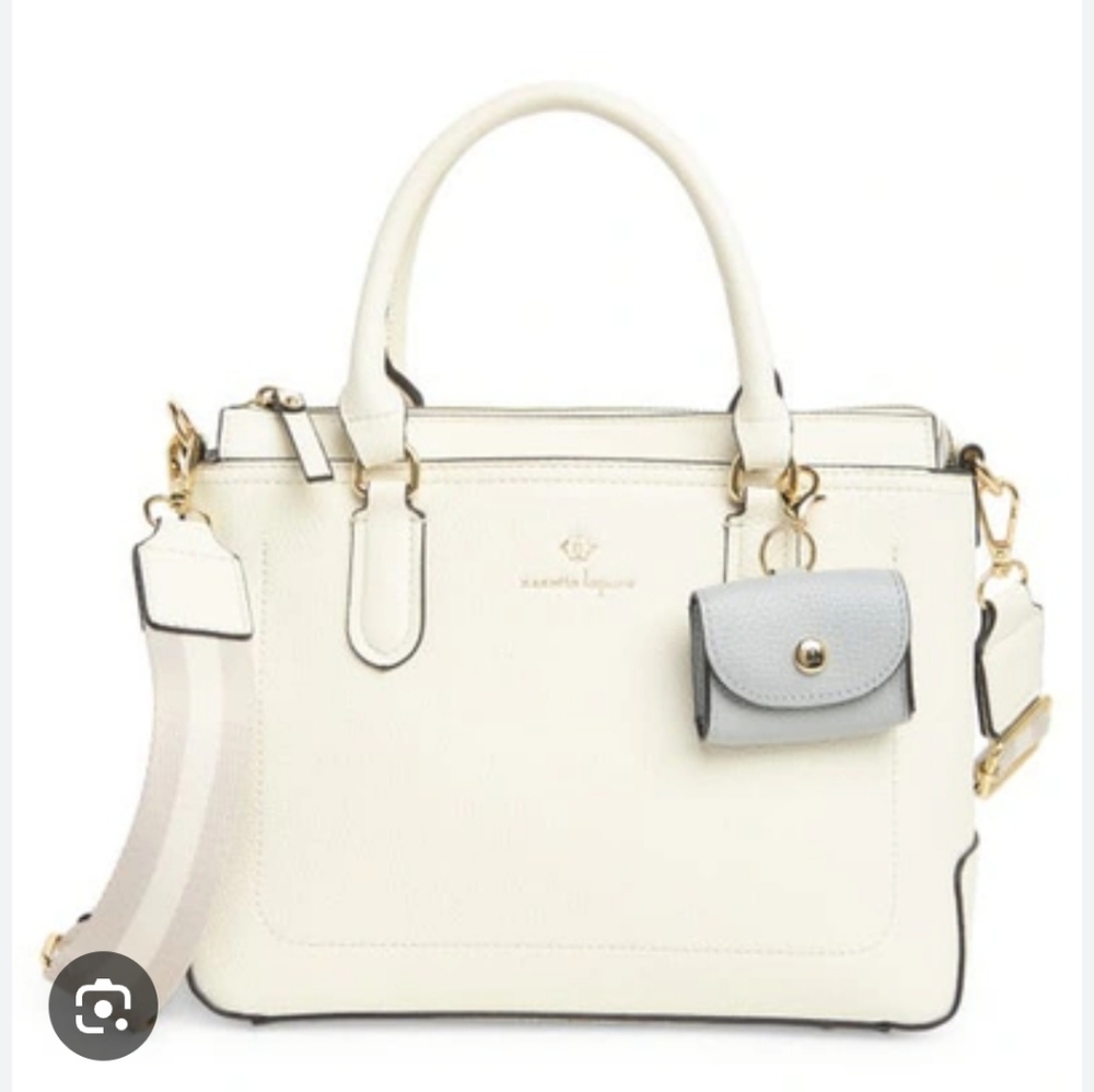 Nanette Lepore Cream Satchel with Gray Accents & Extra Strap